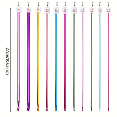 11pcs Colorful Aluminum Crochet Hooks Knitting Needles Set for Knitter