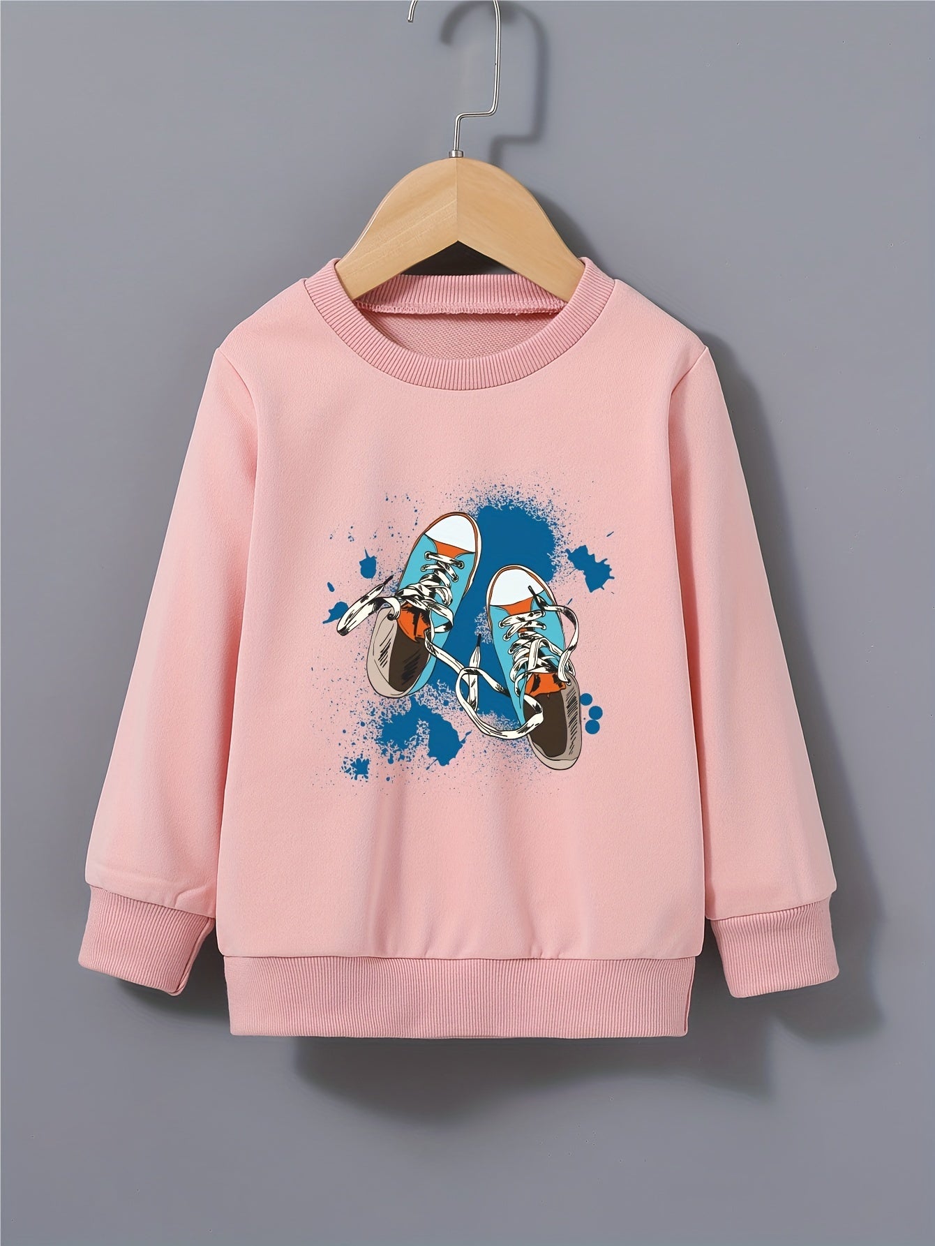 Canvas Shoes Pattern Kid's Sweatshirt Paint Splash Print Long Sleeve Top