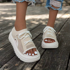 Women's Platform Sports Sandals Lace Up Slip On Shoes