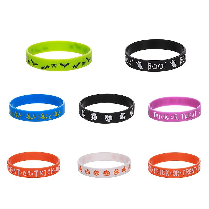 Halloween Party Silicone Bracelet 8pcs Set Trick Or Treat Holiday Carnival