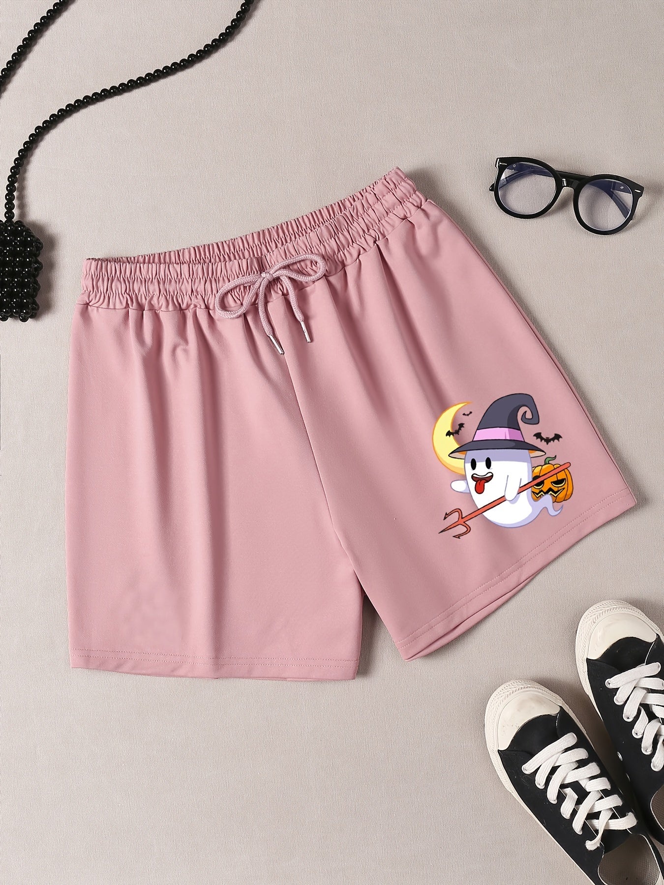 Halloween Lounge Shorts Women's Witch Hat Ghost Pumpkin