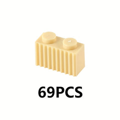 KIDNOAM 69 Small Pellets 1x2 Building Block Toys with Ripple Tiles