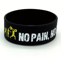 4 Pcs No Pains No Gains Inspirational Silicone Bracelet Wide Rubber Wristband