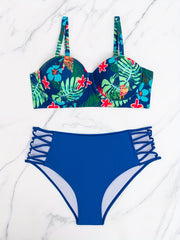 Tropical Print Bra & Panty Swimsuit Set