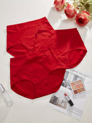 3pcs Solid Briefs Comfy & Breathable Stretchy Intimates Panties
