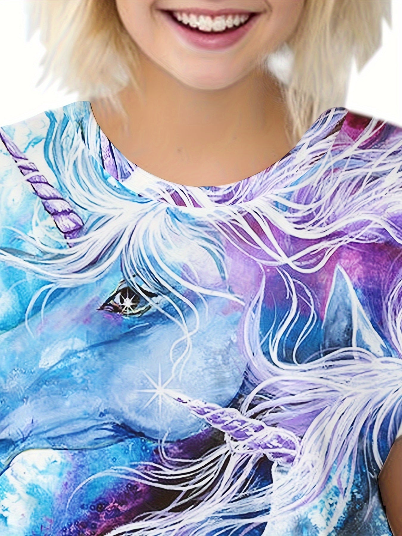 Kids Horse Graphic Short Sleeve T-shirt for Summer Sports