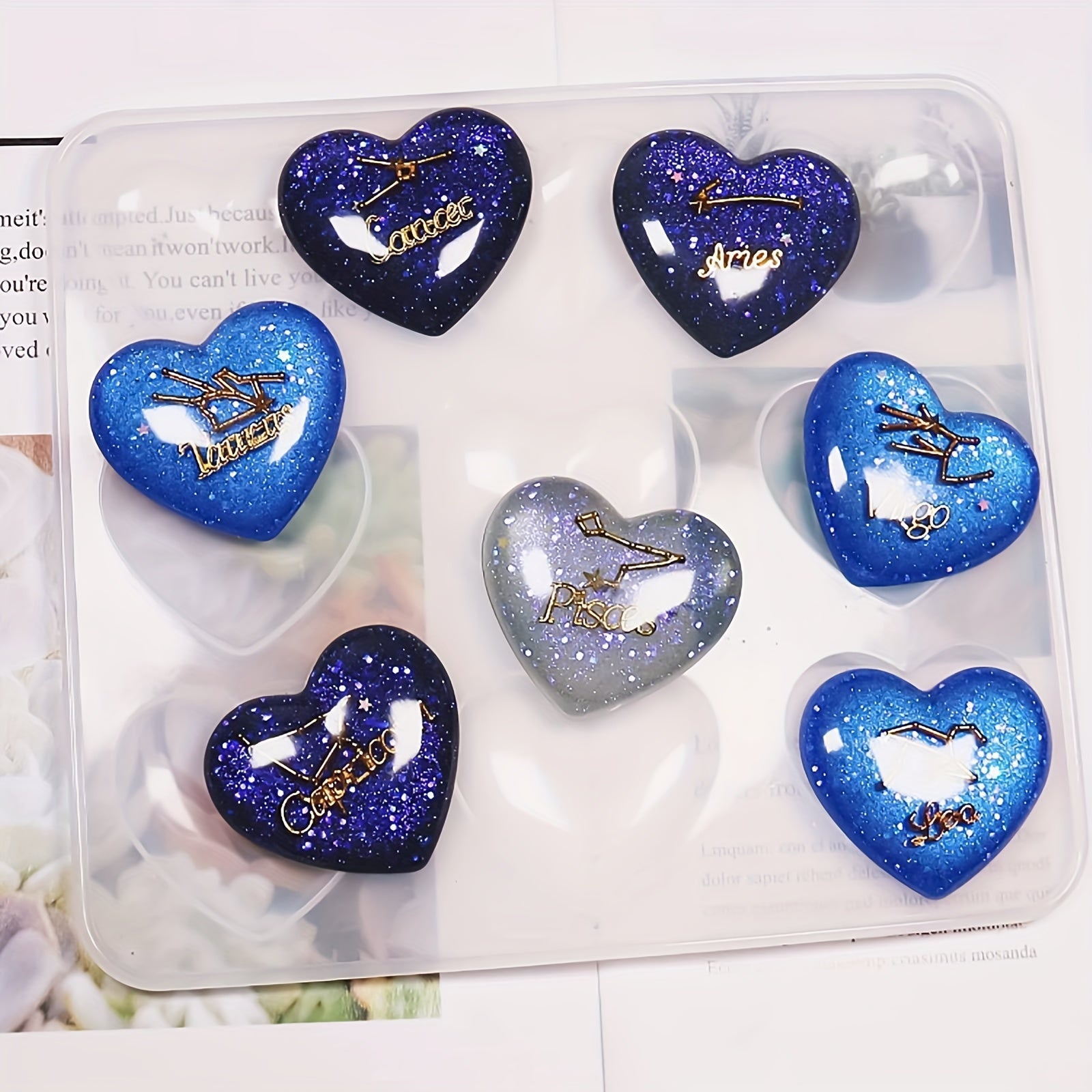 9 Hole Heart Resin Mold Silicone Charm Mold for DIY Keychain Pendant