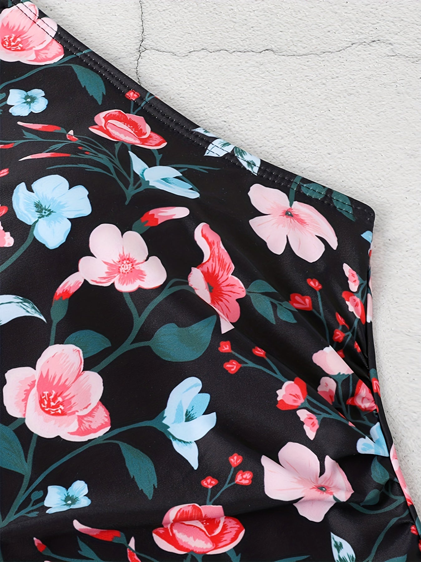 Floral Print Halter Neck Tankini Set