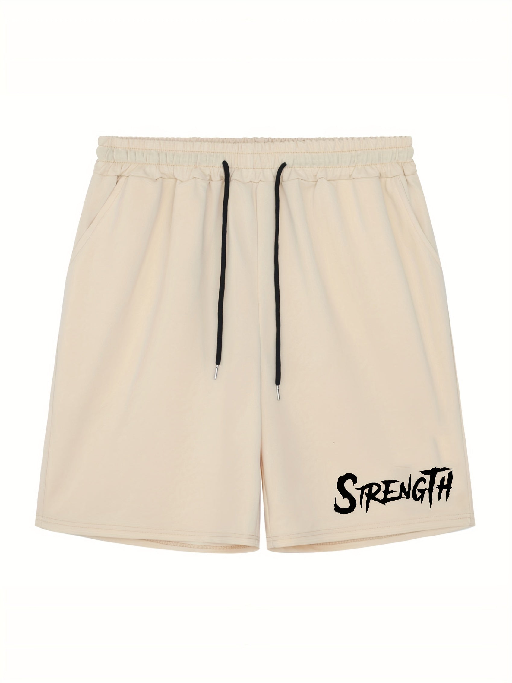 Men's Athletic Shorts Strength Print Drawstring Waistband Cycling Fitness