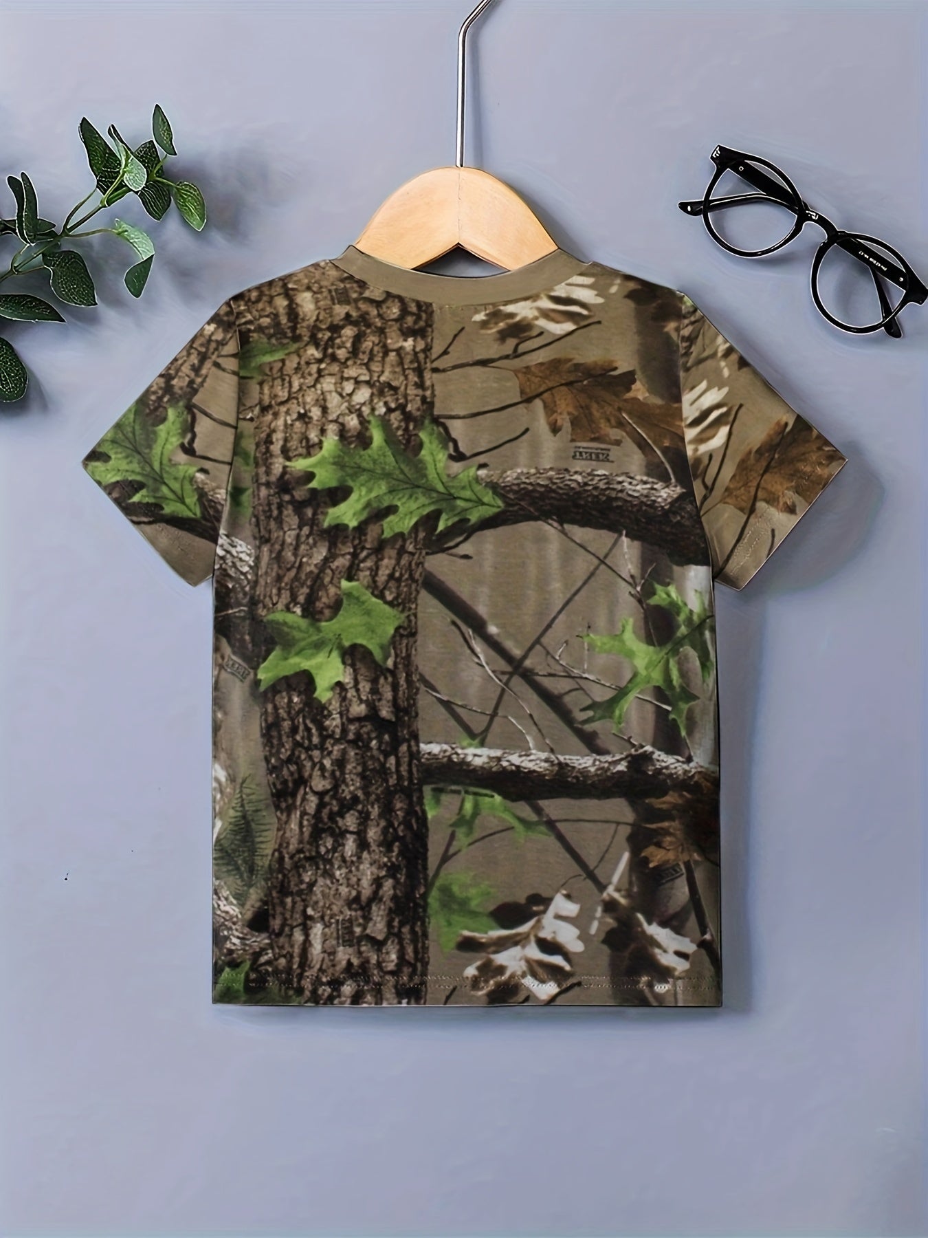 Boys Tree 3D Print T-shirt Short Sleeve Round Neck Comfy Top