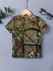 Boys Tree 3D Print T-shirt Short Sleeve Round Neck Comfy Top
