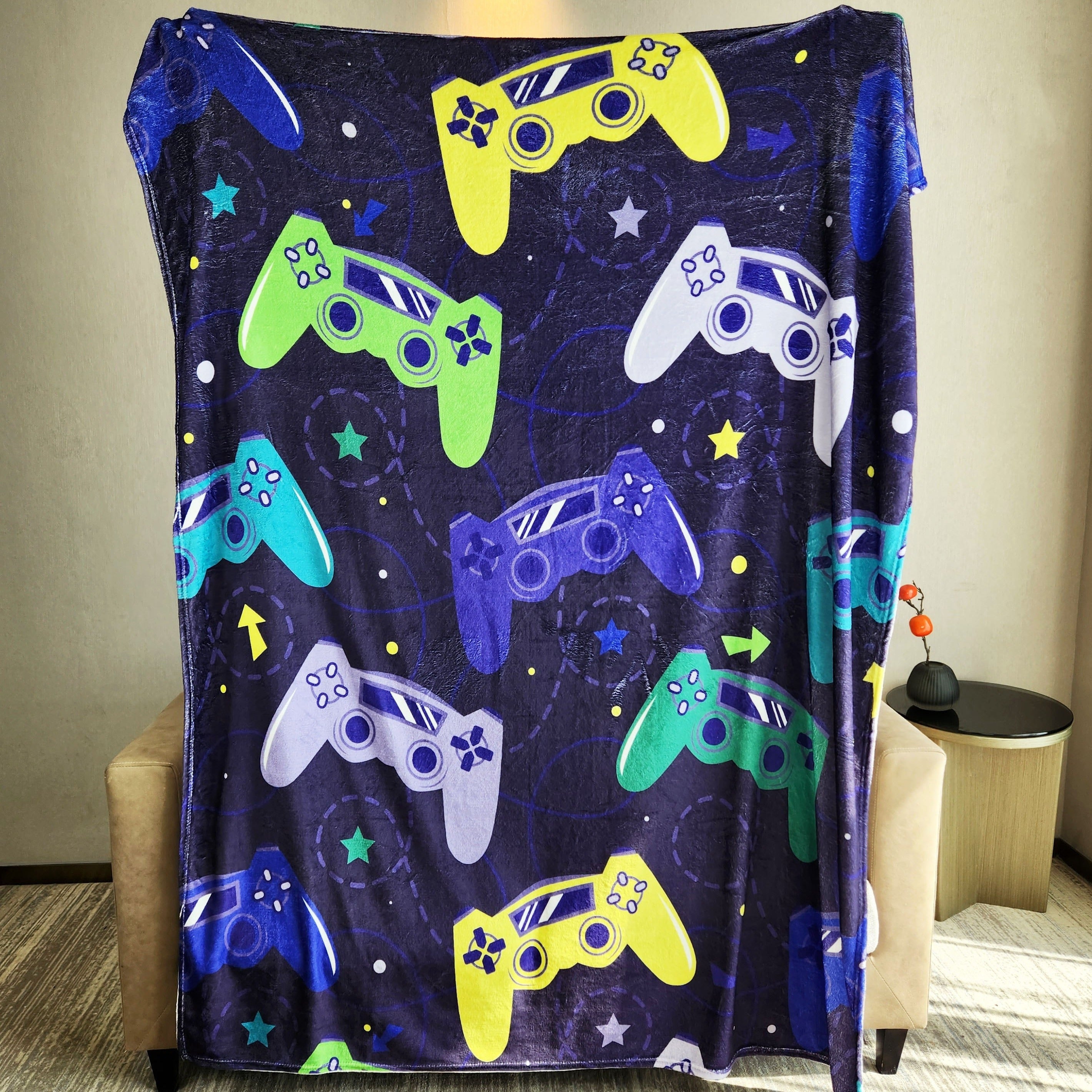 Classic Game Console Printed Blanket Cozy Flannel Blanket for Travel Camping