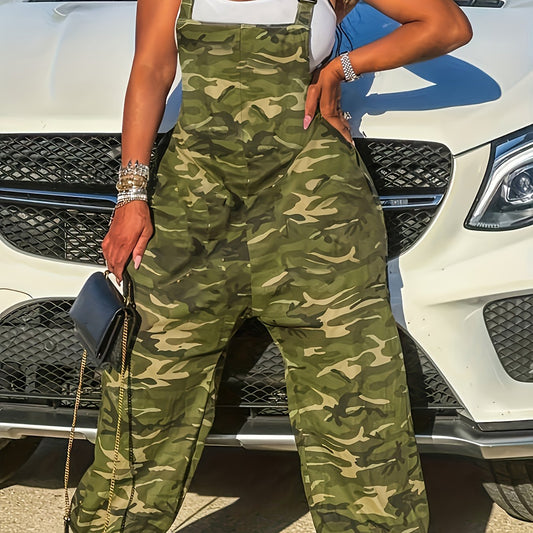 Camo Print Criss Cross Overalls