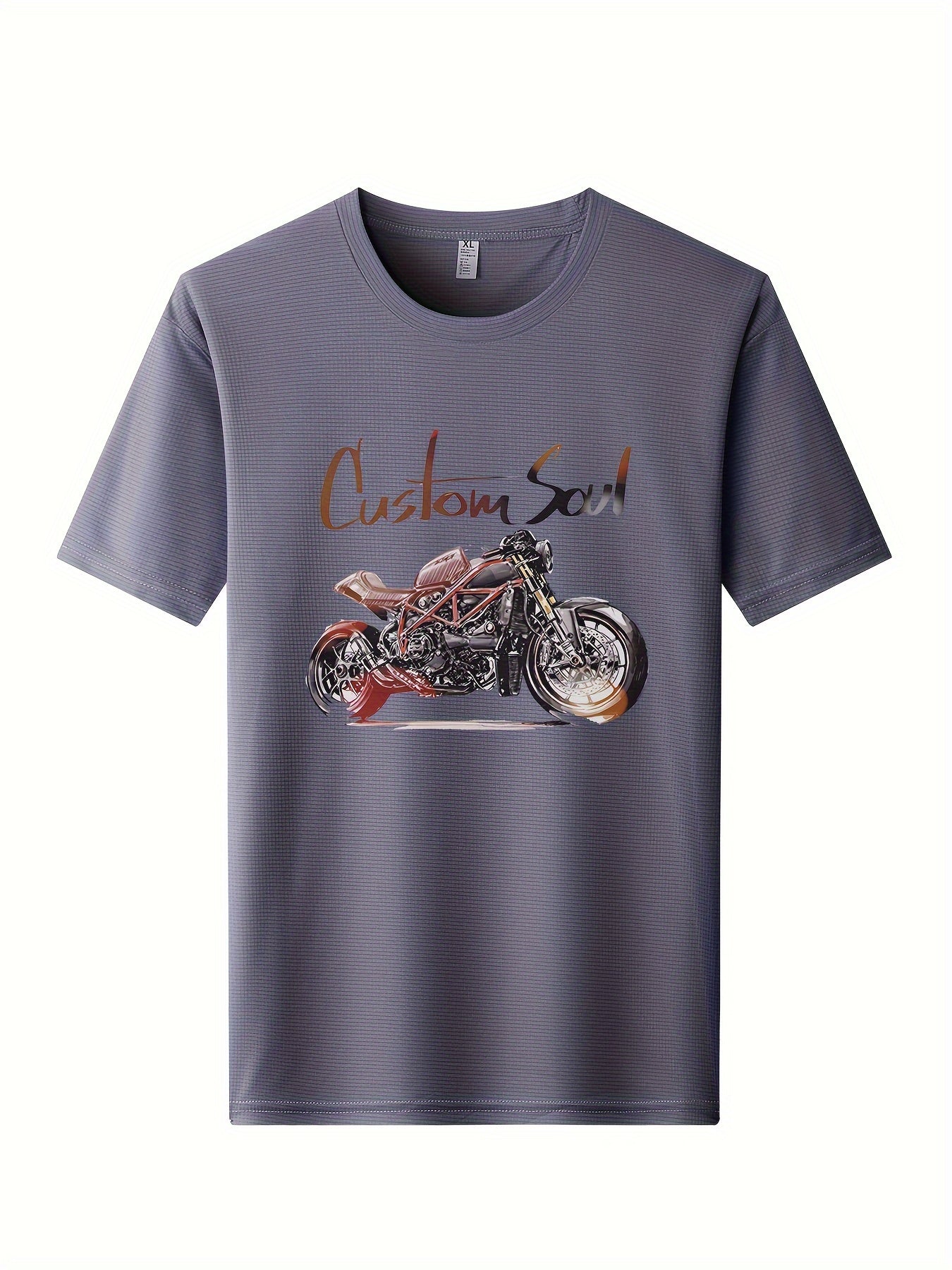 Skeleton Motorcycle Print Men's Quick Dry T-shirt