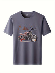 Skeleton Motorcycle Print Men's Quick Dry T-shirt