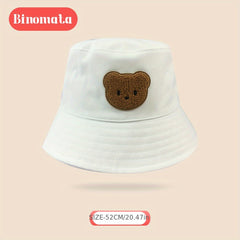 Boys Plush Bear Patch Bucket Hat Sun Hat