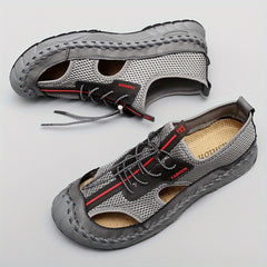 Men's Breathable Mesh Sandals Drawstring Closure Summer Walking Shoes