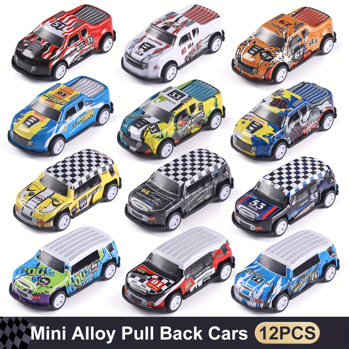 12pcs Metal Pull Back Toy Cars Mini Die Cast Race Cars Vehicles Bulk