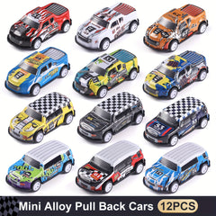 12pcs Metal Pull Back Toy Cars Mini Die Cast Race Cars Vehicles Bulk