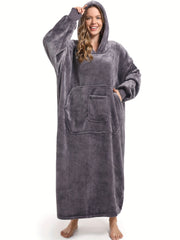 Cozy Hooded Lounge Robe with Pockets for Women