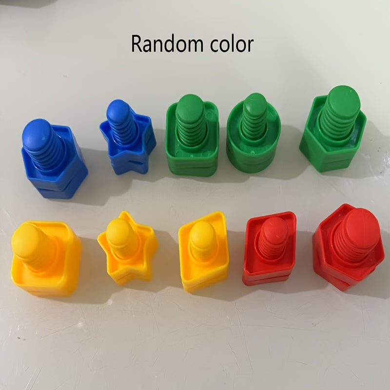 Colorful Screw & Nut Building Blocks Pink Green Yellow
