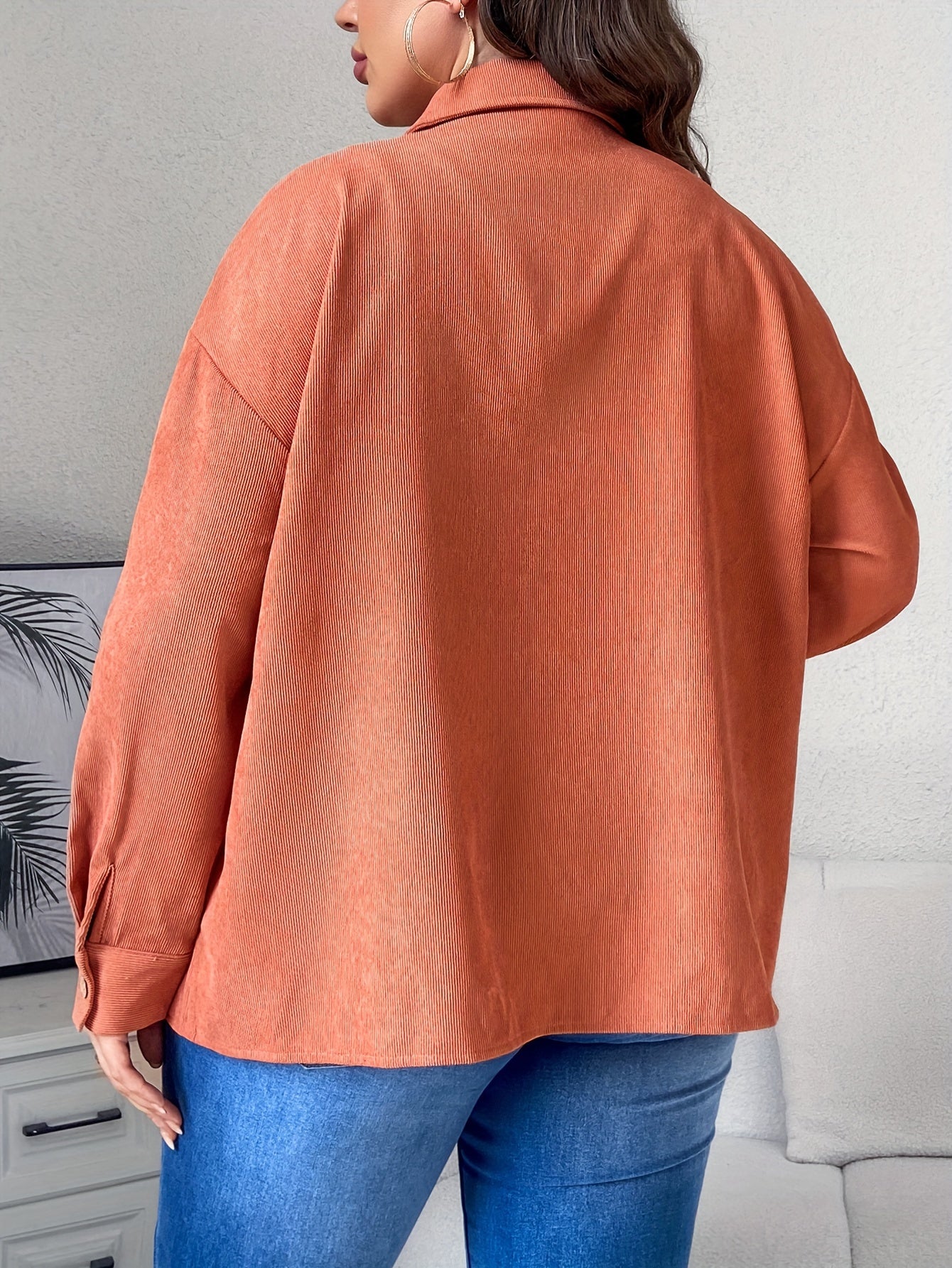 Corduroy Button Up Casual Blouse