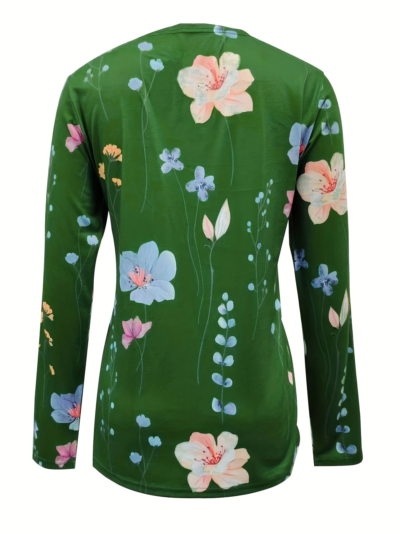 Floral Print Open Front Cardigan Long Sleeve - Women's Clothing