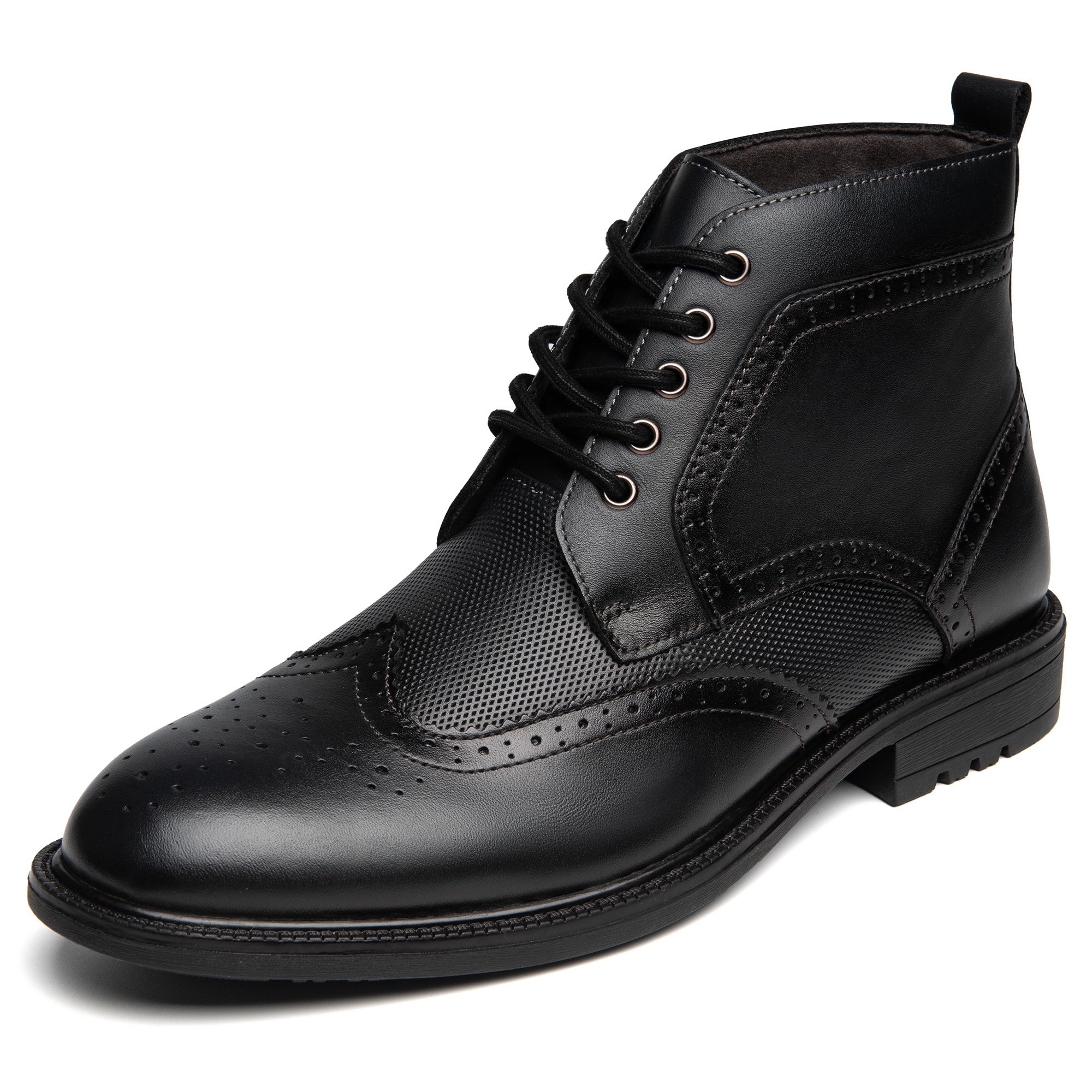 Men's Oxford Cap Toe Ankle Boots Lace-Up Side Zip Casual Leather Shoes