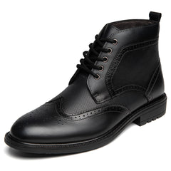 Men's Oxford Cap Toe Ankle Boots Lace-Up Side Zip Casual Leather Shoes