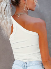 One Shoulder Sexy Slim Top Women's Clothing