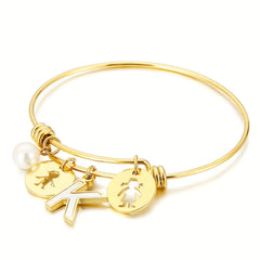 BFF English Letter H N Pendant Bangle Bracelet For Girls