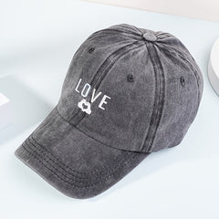 Love Print Washed Baseball Cap Casual Sun Hats Unisex Dad Hat