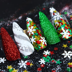 6pcs Christmas Sequins Red Green Glitter Flakes For Resin Mold Fillings