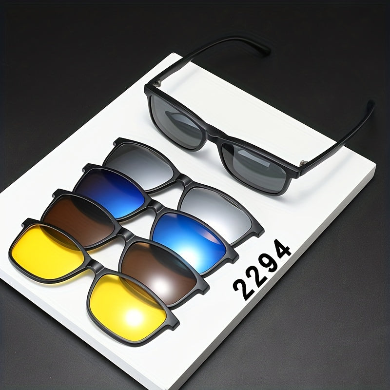 6pcs Clip on Sunglasses Lens 6 In 1 UV Protection Men's Sunglasses