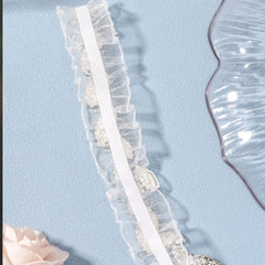 Rhinestone Leaf Lace Bridal Garter, Flower Lace Belt, Stretch Garter, Costume