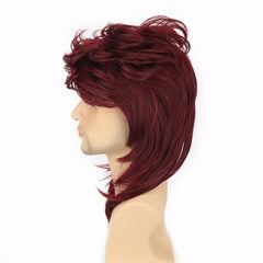 Men's Burgundy Curved Cropped Wig