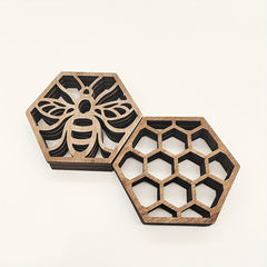 Honeycomb Bee Wooden Ornament Creative Honeycomb Coaster Pendant Crafts