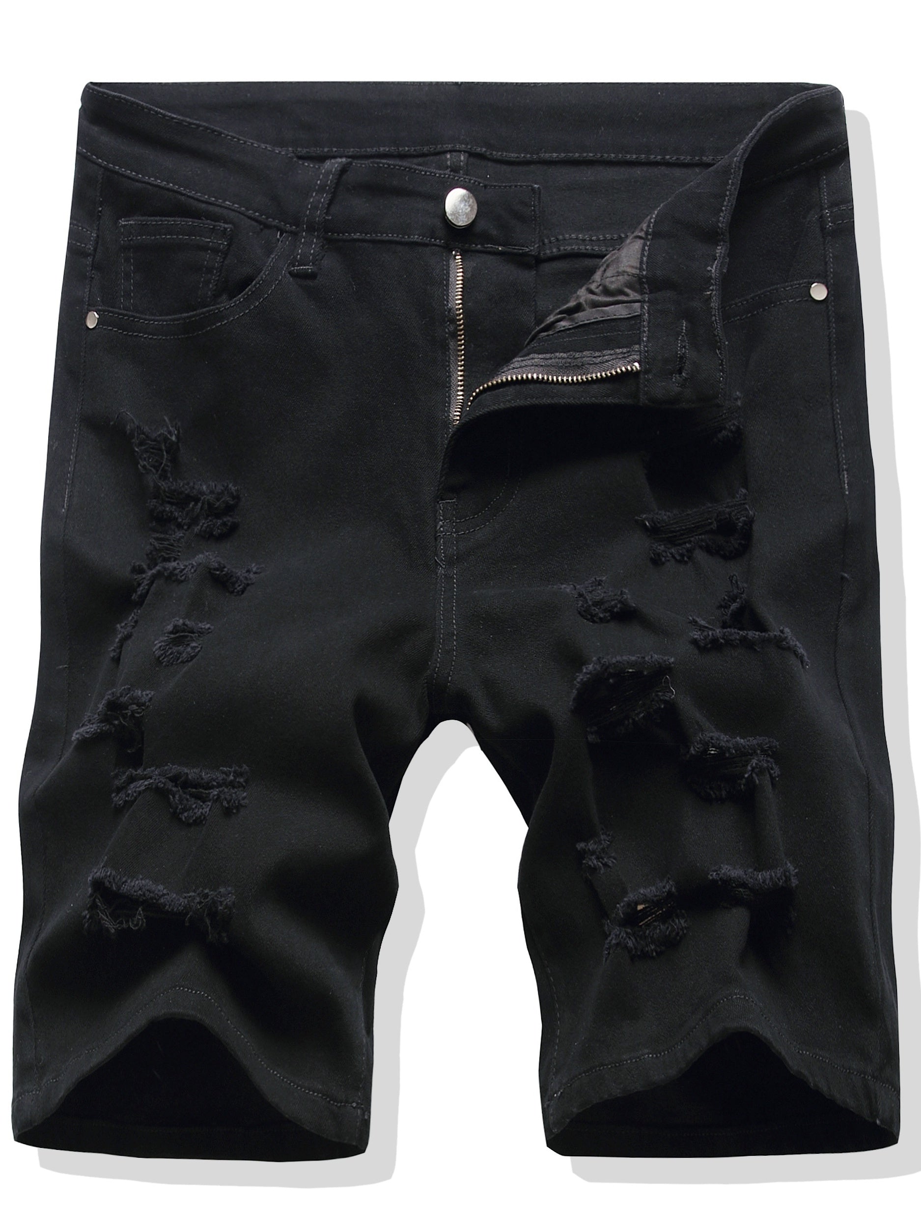Men's Ripped Denim Shorts Casual Straight