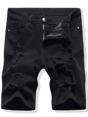 Men's Ripped Denim Shorts Casual Straight