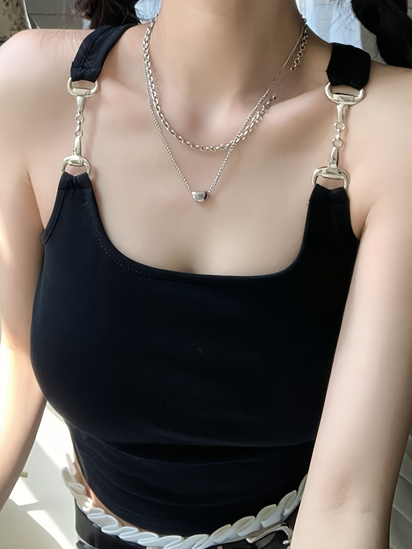 Solid Chain Linked Sleeveless Top Women's Lingerie