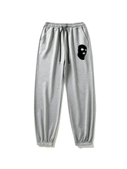 Print Balaclava Sports Pants Side Pockets Couple Jogging Pants
