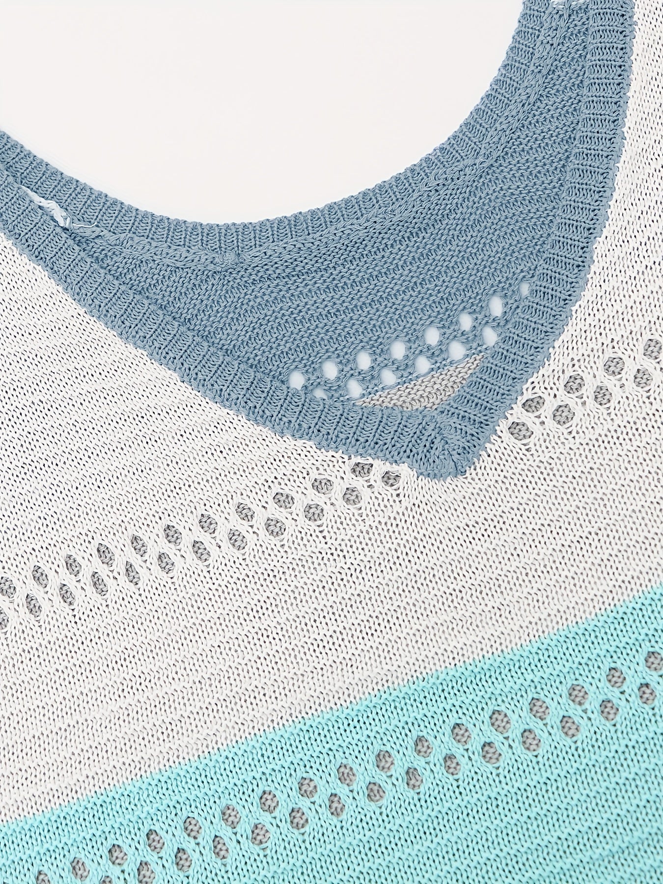 Colorblock Pointelle V Neck Sweater Vest