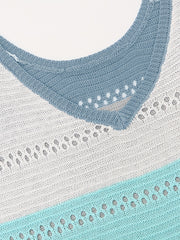Colorblock Pointelle V Neck Sweater Vest