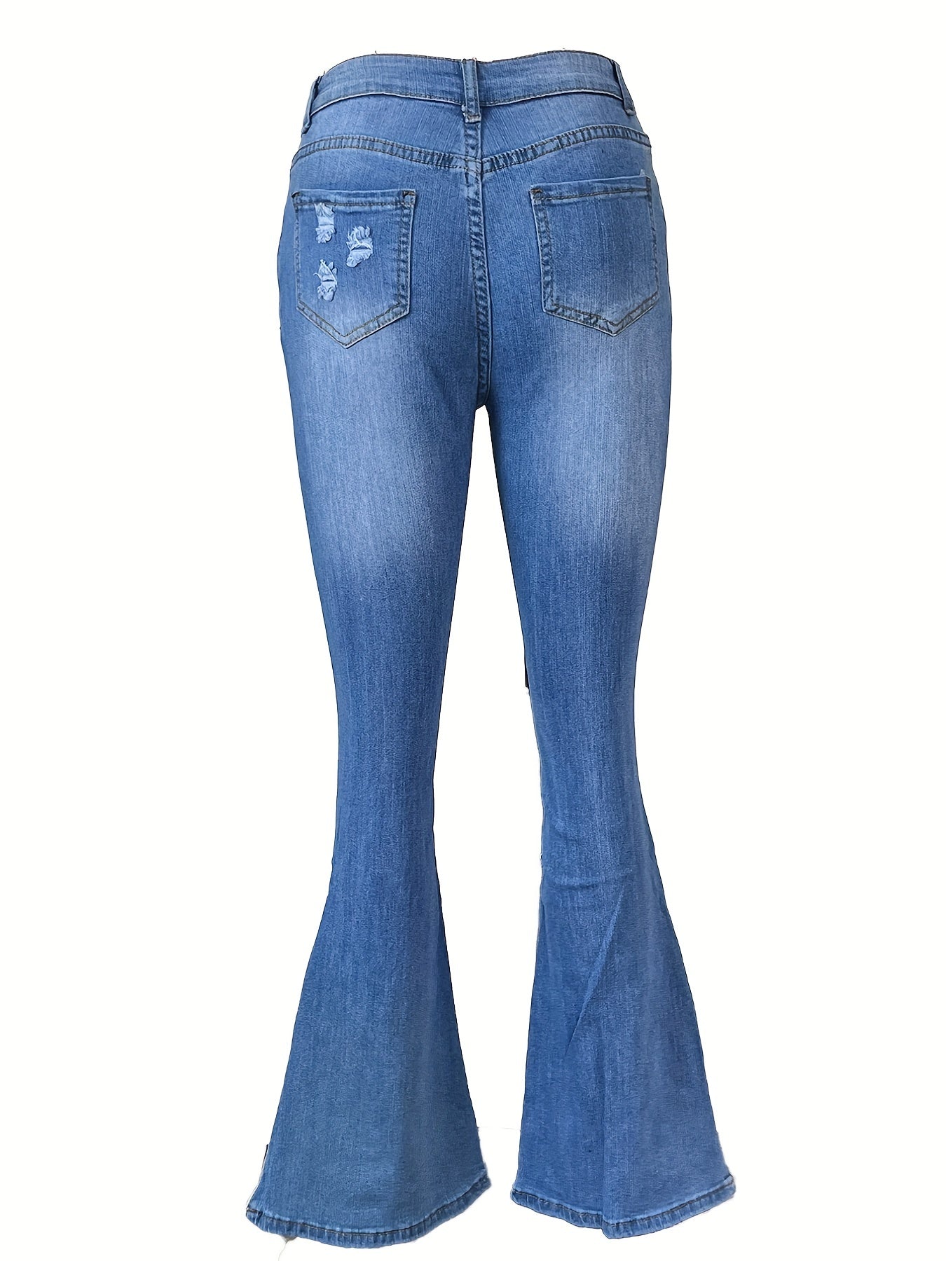 Casual Washed Split Long Pants Flared Jeans Women's Denim