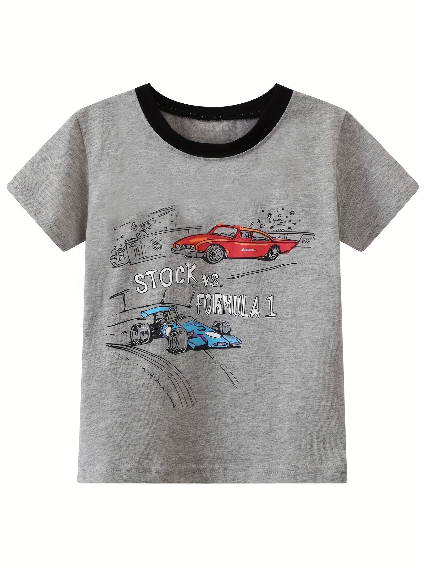 Boys Racing Cars Pajamas Set Short Sleeves Crew Neck Casual Homewear