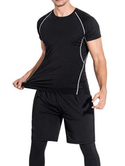 Men's Quick Drying Compression T-shirt & Leggings Set for Basketball Fitness