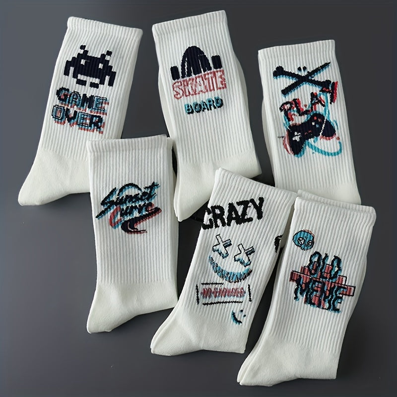 8 Pairs Cartoon Graffiti Socks Women's Stockings & Hosiery