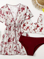 3pc Tie Dye Sleeveless Top & Shorts & Dress