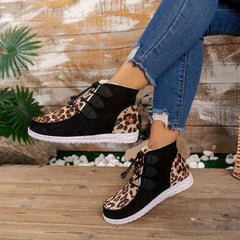 Leopard Pattern Winter Fleece Lined Snow Boots