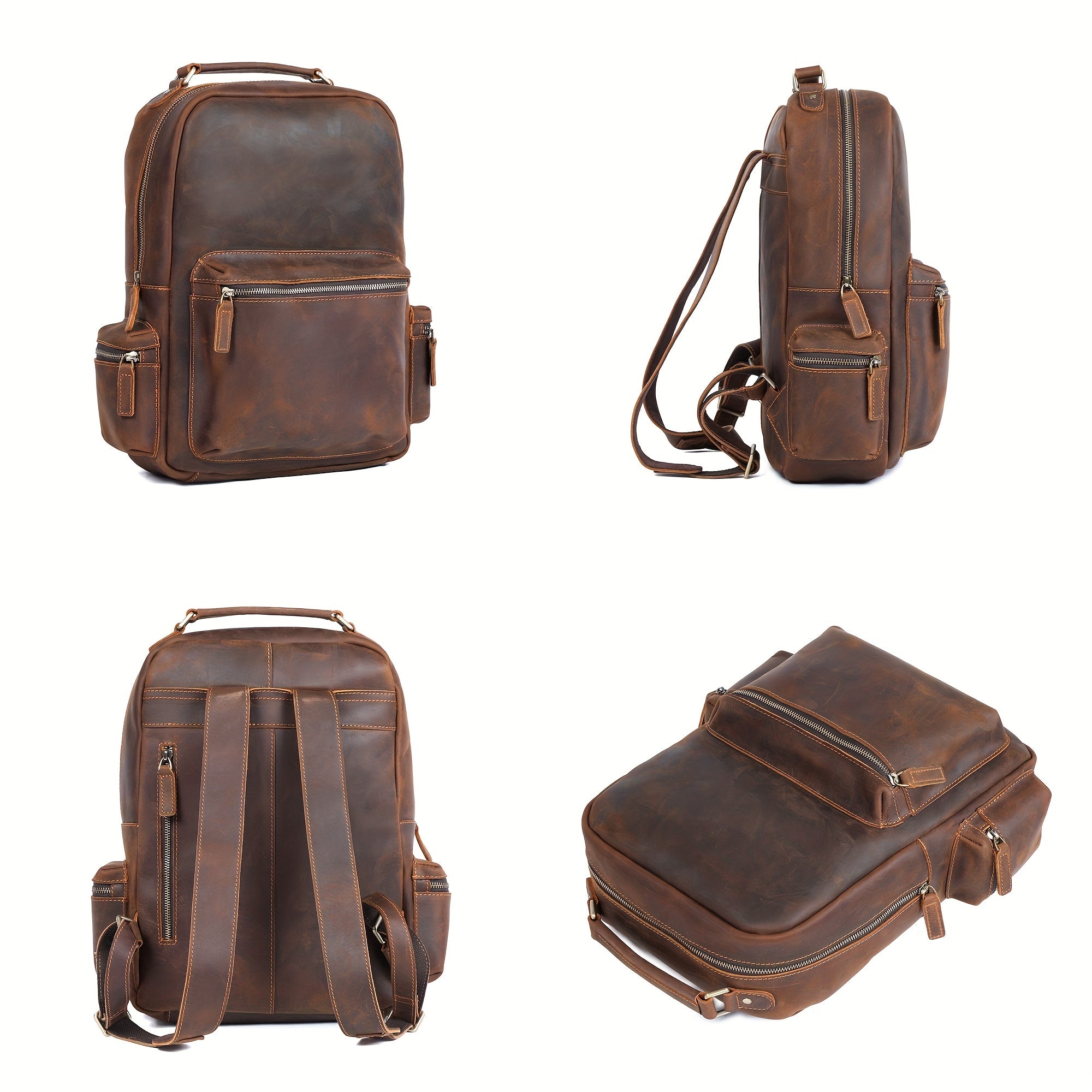 Vintage Retro Leather Backpack Casual Men's Women's Backpack